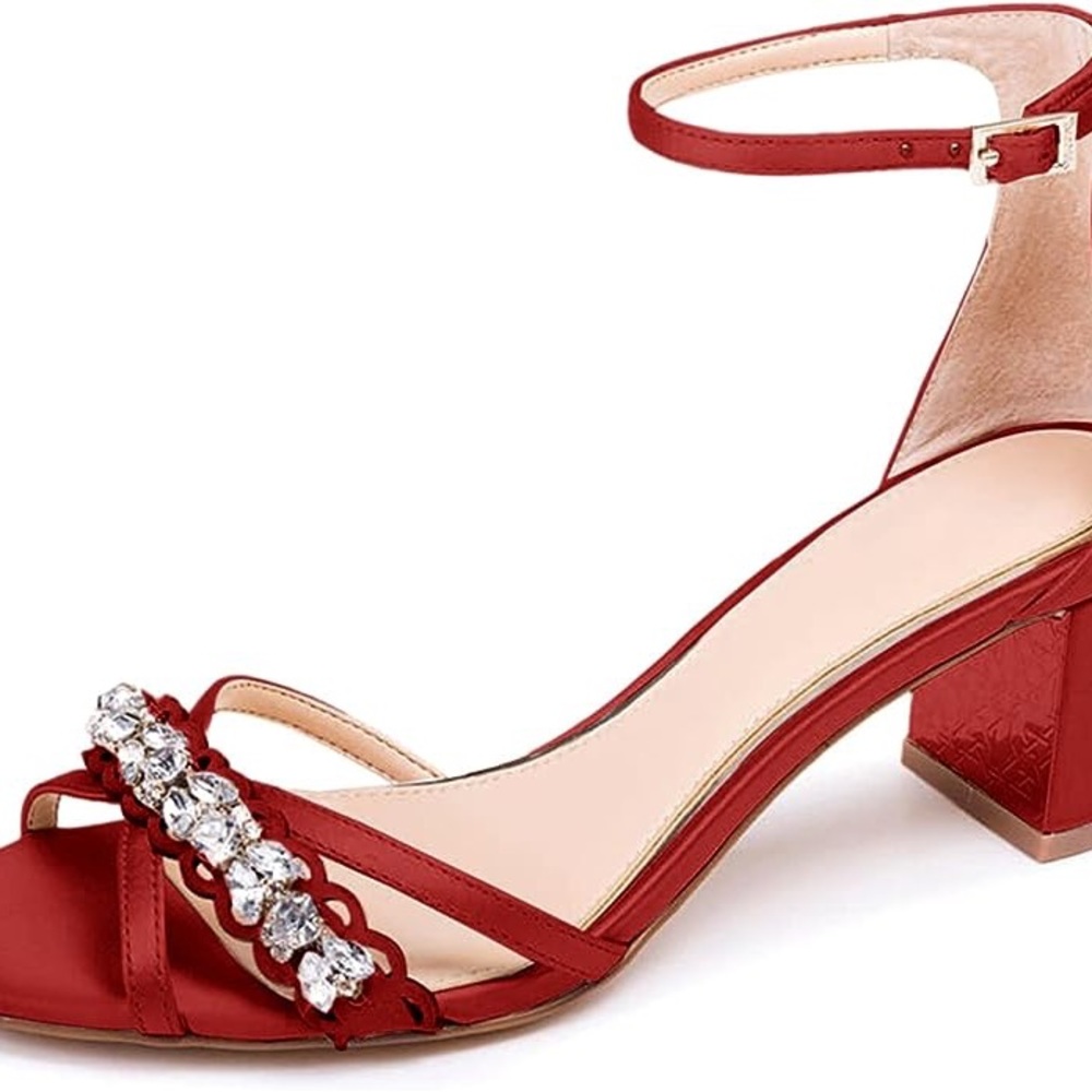 Low Heel Open Toe Dress Shoe - Red, Size: 9, NWT